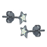 Stud Earrings Lab Created Opal 925 Sterling Silver (5mm)