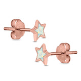 Stud Earrings Lab Created Opal 925 Sterling Silver (5mm)