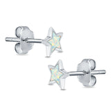 Stud Earrings Lab Created Opal 925 Sterling Silver (5mm)