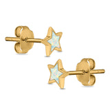 Stud Earrings Lab Created Opal 925 Sterling Silver (5mm)