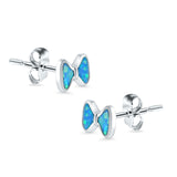 Bow Stud Earrings Lab Created Opal 925 Sterling Silver (5mm)