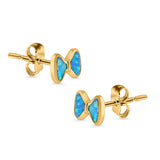 Bow Stud Earrings Lab Created Opal 925 Sterling Silver (5mm)