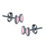 Bow Stud Earrings Lab Created Opal 925 Sterling Silver (5mm)