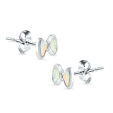 Bow Stud Earrings Lab Created Opal 925 Sterling Silver (5mm)