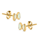 Bow Stud Earrings Lab Created Opal 925 Sterling Silver (5mm)