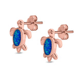 Turtle Stud Earrings Created Opal 925 Sterling Silver (13mm)