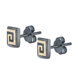 Square Spiral Swirl Stud Earrings Created Opal 925 Sterling Silver (7mm)