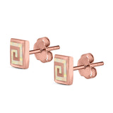 Square Spiral Swirl Stud Earrings Created Opal 925 Sterling Silver (7mm)