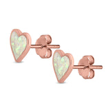 Heart Stud Earrings Created Opal 925 Sterling Silver (8mm)