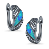 Stud Earrings Created Opal Round Simulated CZ 925 Sterling Silver(14mm)