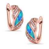 Stud Earrings Created Opal Round Simulated CZ 925 Sterling Silver(14mm)