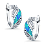 Stud Earrings Created Opal Round Simulated CZ 925 Sterling Silver(14mm)