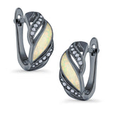 Stud Earrings Created Opal Round Simulated CZ 925 Sterling Silver(14mm)