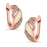 Stud Earrings Created Opal Round Simulated CZ 925 Sterling Silver(14mm)