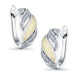 Stud Earrings Created Opal Round Simulated CZ 925 Sterling Silver(14mm)