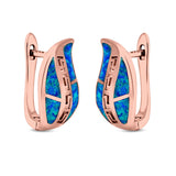 Leaf Stud Earrings Created Opal 925 Sterling Silver (17mm)