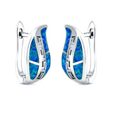 Leaf Stud Earrings Created Opal 925 Sterling Silver (17mm)