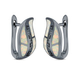 Leaf Stud Earrings Created Opal 925 Sterling Silver (17mm)