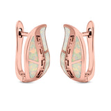 Leaf Stud Earrings Created Opal 925 Sterling Silver (17mm)