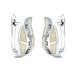 Leaf Stud Earrings Created Opal 925 Sterling Silver (17mm)