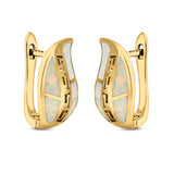 Leaf Stud Earrings Created Opal 925 Sterling Silver (17mm)