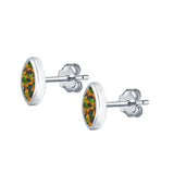 Marquise Stud Earrings Lab Created Opal 925 Sterling Silver (7mm)