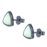 Triangle Stud Earring Created Opal Solid 925 Sterling Silver (10mm)