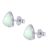 Triangle Stud Earring Created Opal Solid 925 Sterling Silver (10mm)