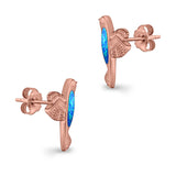 Hummingbird Stud Earrings Lab Created Opal 925 Sterling Silver (15mm)