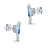 Hummingbird Stud Earrings Lab Created Opal 925 Sterling Silver (15mm)