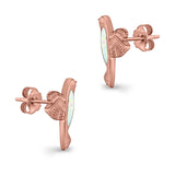 Hummingbird Stud Earrings Lab Created Opal 925 Sterling Silver (15mm)