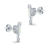 Hummingbird Stud Earrings Lab Created Opal 925 Sterling Silver (15mm)