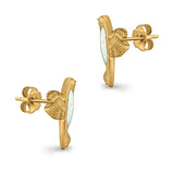 Hummingbird Stud Earrings Lab Created Opal 925 Sterling Silver (15mm)