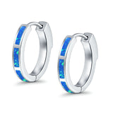 Hoop Earrings Created Opal 925 Sterling Silver (18mm)