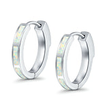 Hoop Earrings Created Opal 925 Sterling Silver (18mm)