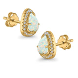 Halo Trillion Cut Stud Earrings Lab Created Opal Simulated CZ 925 Sterling Silver (12mm)