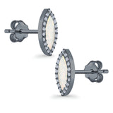 Halo Marquise Stud Earrings Lab Created Opal Simulated CZ 925 Sterling Silver (14mm)