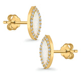 Halo Marquise Stud Earrings Lab Created Opal Simulated CZ 925 Sterling Silver (14mm)
