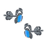Crab Stud Earrings Lab Created Opal 925 Sterling Silver (14mm)