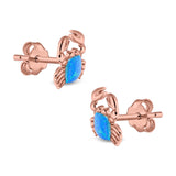 Crab Stud Earrings Lab Created Opal 925 Sterling Silver (14mm)