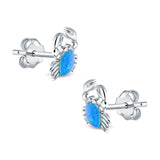 Crab Stud Earrings Lab Created Opal 925 Sterling Silver (14mm)