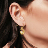 Drop Dangle Crescent Moon Shape Earrings Created Opal 925 Sterling Silver(15mm)