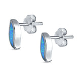 Leaf Stud Earrings Created Opal 925 Sterling Silver(11mm)