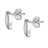 Leaf Stud Earrings Created Opal 925 Sterling Silver(11mm)