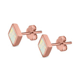 Princess Cut Stud Earrings Created Opal 925 Sterling Silver