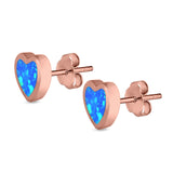 Heart Stud Earrings Created Opal 925 Sterling Silver (9mm)