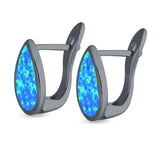 Pear Shape Stud Earrings Created Opal 925 Sterling Silver (16mm)