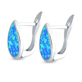 Pear Shape Stud Earrings Created Opal 925 Sterling Silver (16mm)