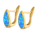 Pear Shape Stud Earrings Created Opal 925 Sterling Silver (16mm)