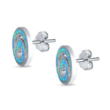 Spiral Stud Earrings Created Opal 925 Sterling Silver (13mm)